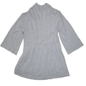Moth Anthropologie Cardigan Women XL Gray Pleated Robe Flare Sleeve Wool Rabbit